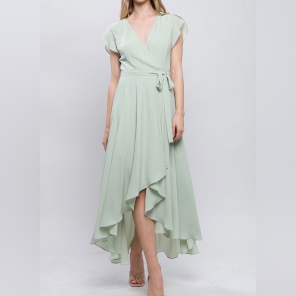 Ruffle Maxi Sage Dress - Picture 1 of 3